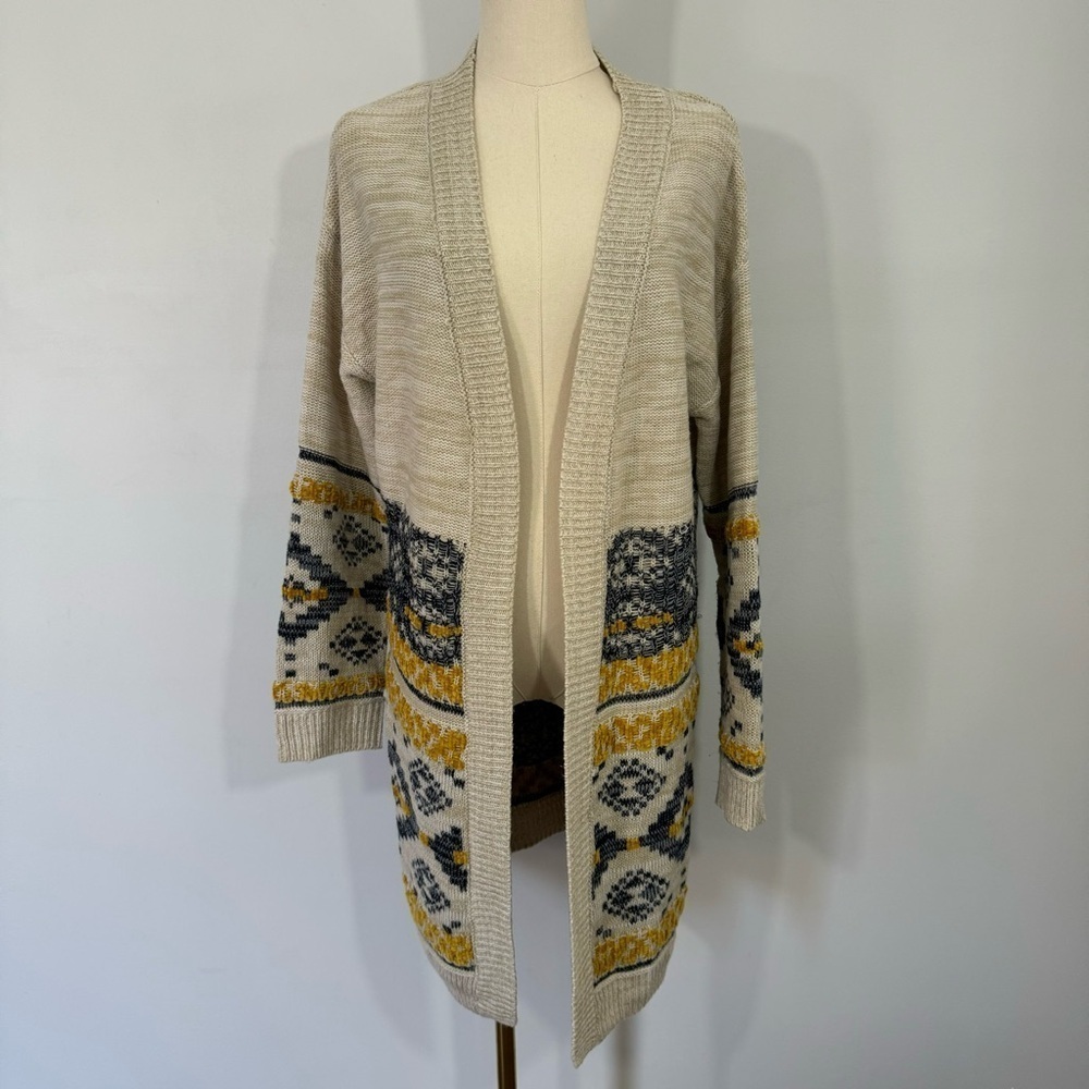 Kismet Cream and Yellow Patterned Cardigan